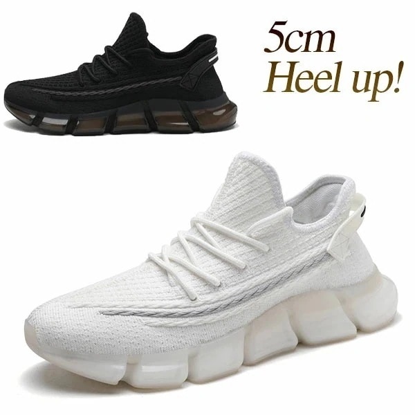 スニーカー メンズ【身長5cmUP】 新作 厚底 メッシュ ニット 通気性 エアソール クッション性 軽量 ブラック ホワイト グレー