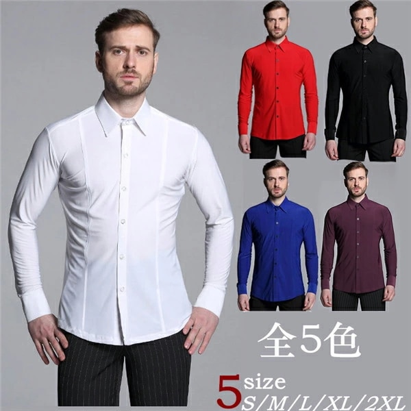 大ヒット中 社交ダンス シャツ メンズ トップス モダンドレス 男性 衣装 競技着 ラテン 上着 ダンスウェア 無地 社交 練習着 ワルツ チャチャチャ ルンバ ステージ ジャイブダンス 演出【S/M