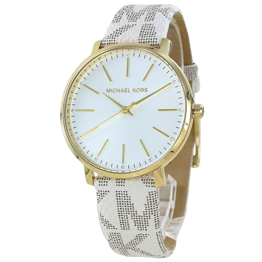 MICHAEL KORS マイケルコース 時計 レディース 腕時計 手表 PYPER パイパー ベージュ ロゴ レザー まいけるこーす 女の子 とけい MK2858 誕生日プレゼント ポイント消化
