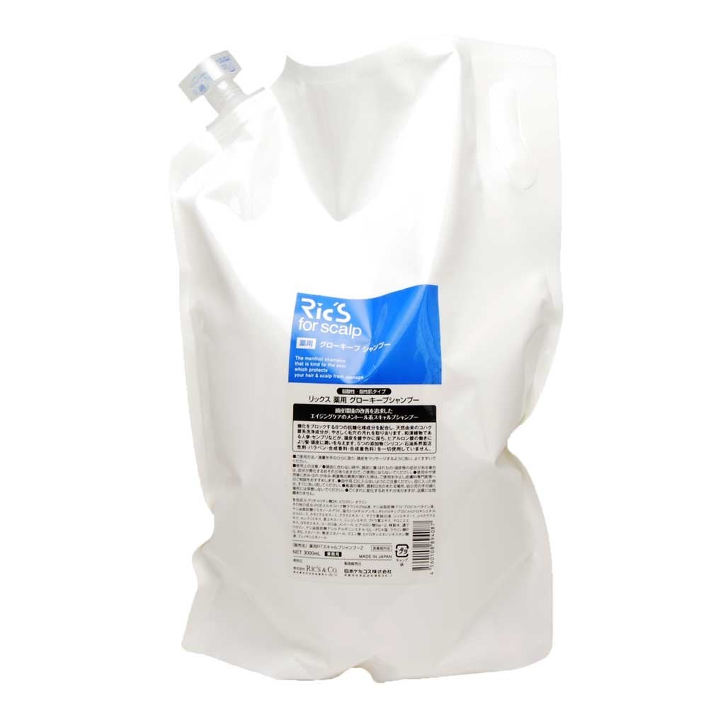 日本ケミコス株式会社 日本ケミコス リックス 薬用 グローキープ シャンプー 3000ml レフィル クリア 3.0リットル (x 1)