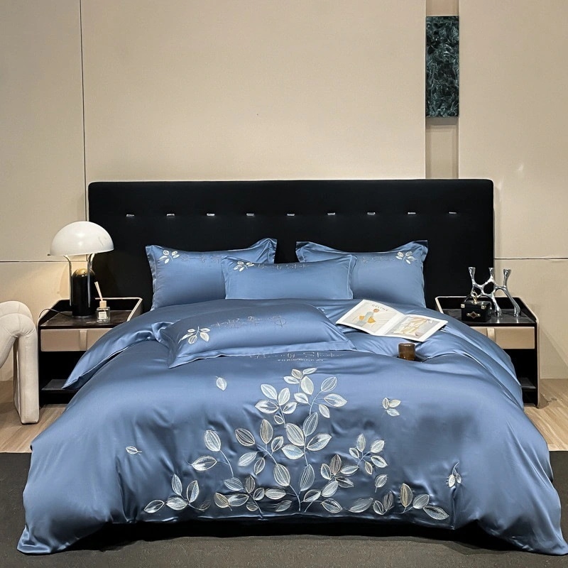 柔軟性お肌に優しい布団カバー布団カバーシーツ掛け布団カバー敷布団カバー布団カバーセット韓国ファッション夏の刺繍モデルアイスシルクの寝具4点セット