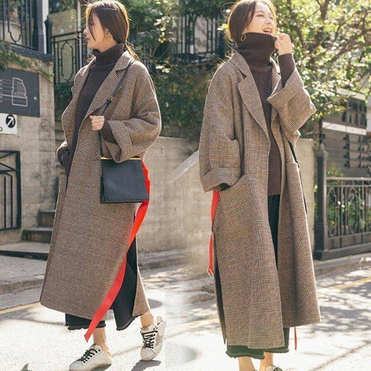 ラシャコート コート ジャケット レデイース 秋冬 40代 オシャレ カシミア チェック柄 長袖 ロング丈 カジュアルウエア 厚手 韓国風 きれいめ アウター 新作