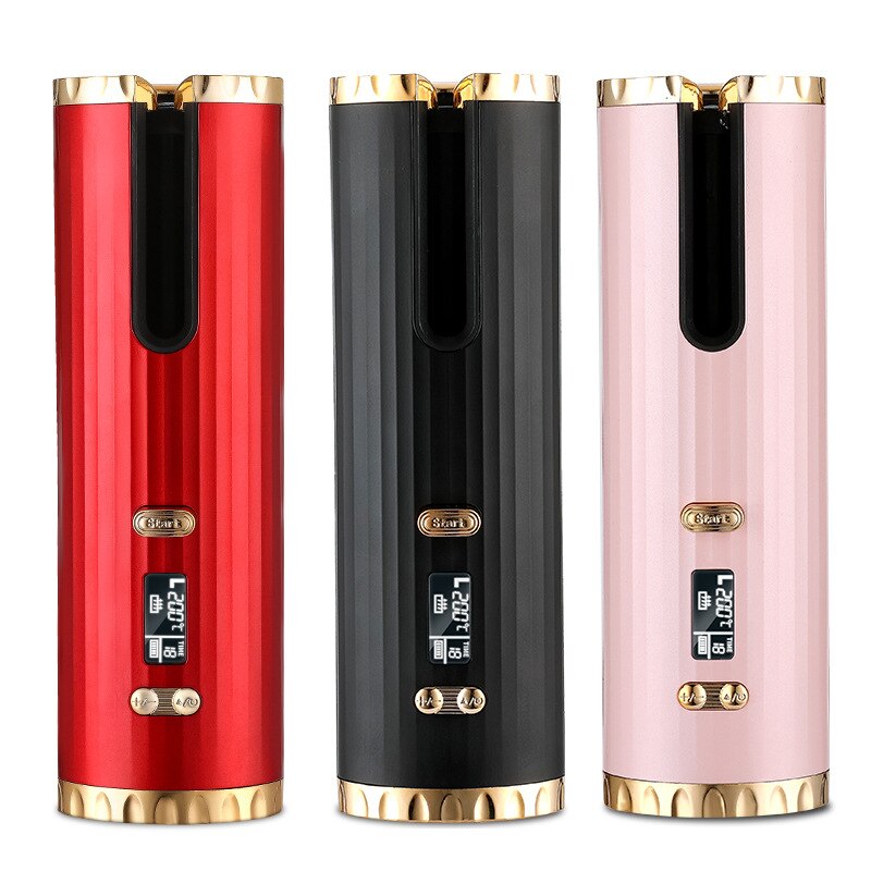 コードレスヘアアイロン ヘアストレート＆カール 回転式ワイヤレスUSBヘアアイロン ヘア 充電式 アイロンディスプレイ 温度調整