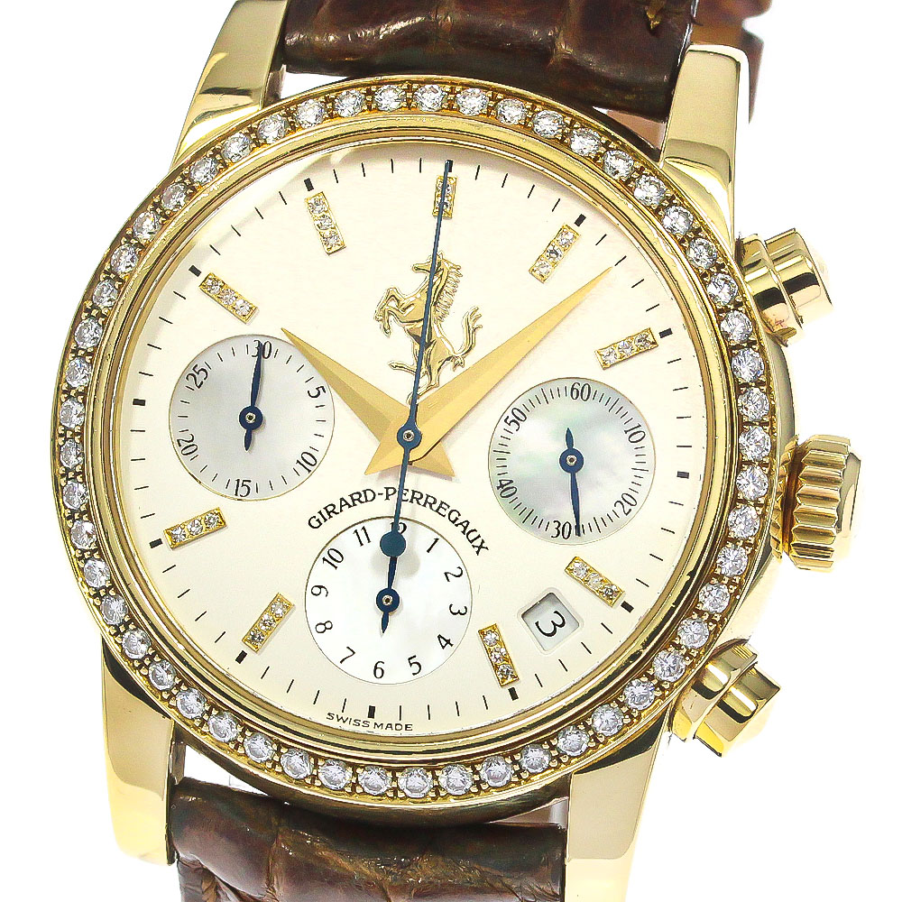 ジラール・ペルゴ GIRARD PERREGAUX 8022 フェラーリ クロノグラフ K18YG ダイヤベゼル 自動巻き メンズ _772723【中古】