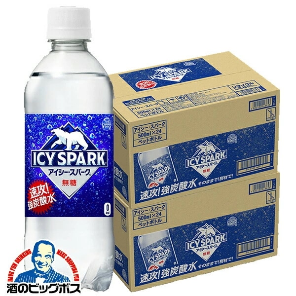 炭酸水 タンサン コカ・コーラ社【本州のみ 送料無料】カナダドライ アイシー スパーク プレーン 500ml×2ケース/48本(048)『COC』