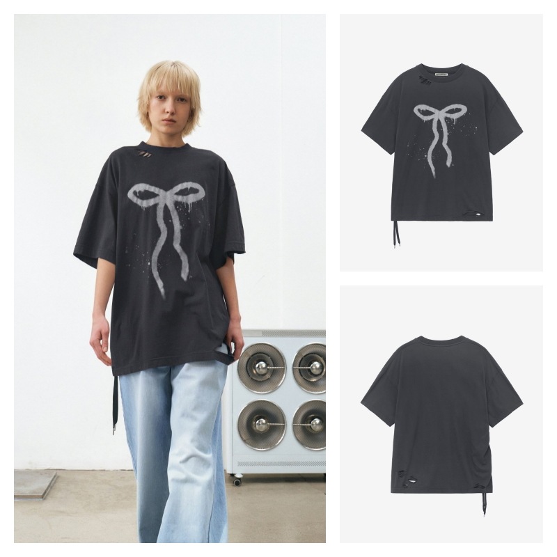 【INSILENCE】 DISTRESSED SPRAY T-SHIRT : WASHED BLACK