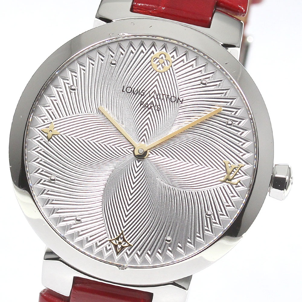 ルイヴィトン LOUIS VUITTON QA015 タンブール スリム クォーツ レディース 箱保証書付き_768577【中古】