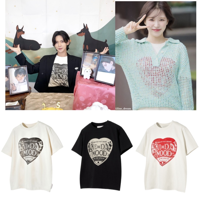 【ATEEZ ヨサン,Red velvetウェンディ着用】Saturday Retro Mood Graphic T-Shirts Vintage Black