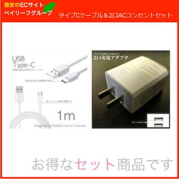 USB Type-C ケーブル 約1m 充電ケーブル USB2.0 Type-c対応充電ケーブル ACアダプター スマホ 充電器 USB コンセント 2ポート 2.4A 2400mAh 2台同時 急速