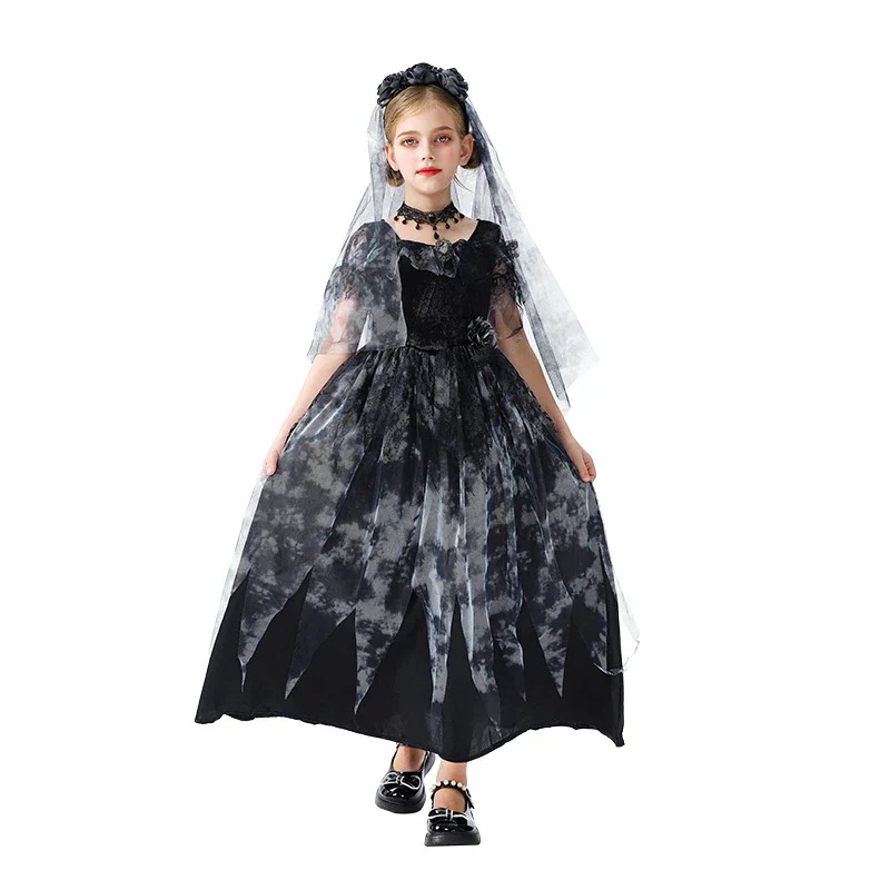 ハロウィン子供用コスム欧米貿易ガール魔女悪魔ゴースト花嫁吸血鬼スケルトンゾンビドレス