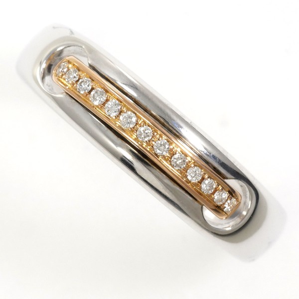 K18 18金 WGPG リング 14.5号 ダイヤ 0.07 カード鑑別書 ジュエリー 中古