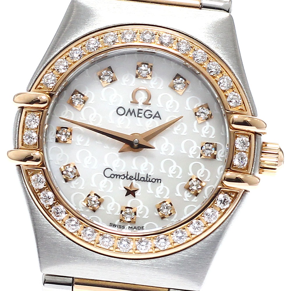 オメガ OMEGA 1360.75 コンステレーショ ミニ 12P ダイヤベゼル クォーツ レディース 美品 _962100【中古】