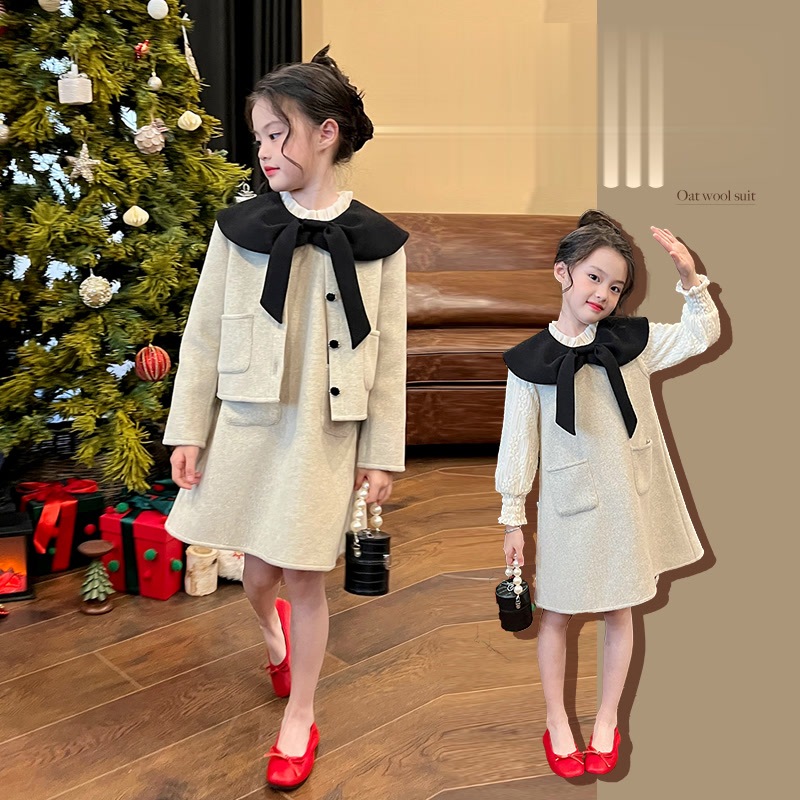 1色130-160CM韓国子供服ウィメンズ/モッズラッセ/セットアップ秋冬キッズベストスカートコート