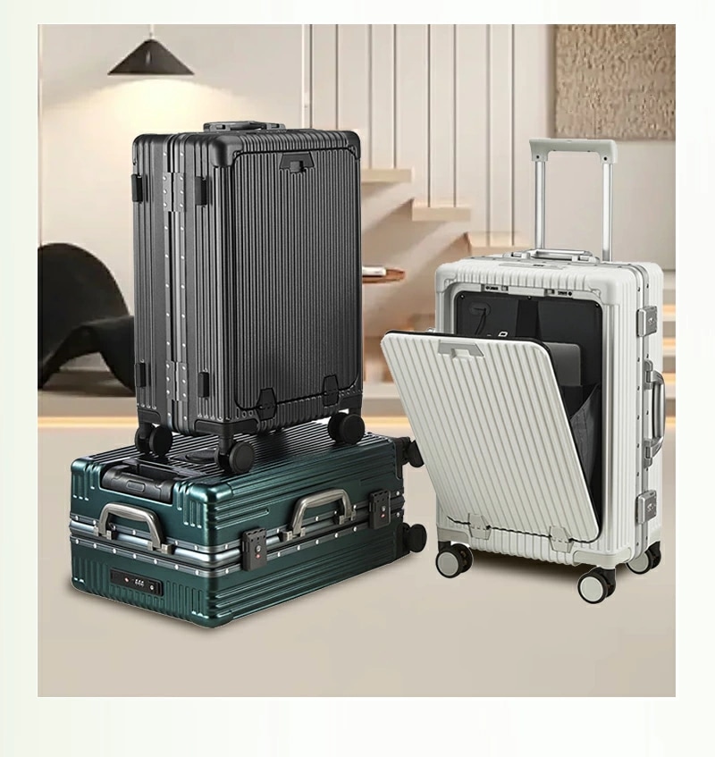 スーツケース フロントオープン キャリーケース 機内持ち込み 静音 軽量 前開き 小型 USBポート かわいい キャリーバッグ トランクケース 短途旅行 2-3日用 旅行 出張 修学旅行 フロントポケ