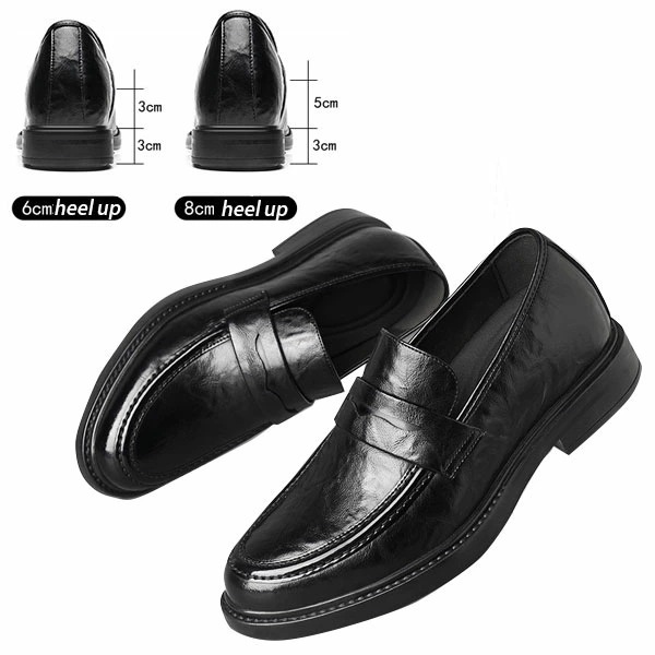 ローファー メンズ 6cm 8cm 本革 ペニーローファー ビジネスシューズ カジュアルシューズ シークレットシューズ ブラック
