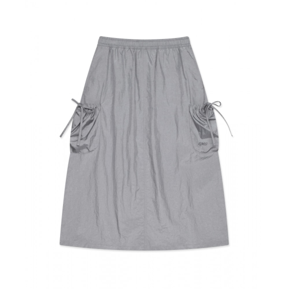 LMC WM リボンナイロンロングスカートライトグレー