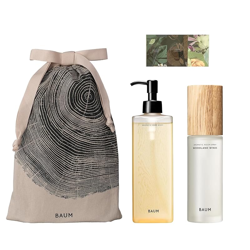 BAUM(バウム) ギフトセット アロマティック ハンドウォッシュ n 本体 300mL+アロマティック ルームスプレー 1 本体 100mL+ラッピングバッグ サンプル付き ハンドソープ ギフト プ