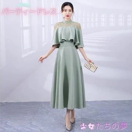 メガ割 パーティードレス 結婚式 ウエディング ミモレ丈 ワンピース レース 大人 成人式 上品 お呼ばれ 食事会 二次会 代 30代