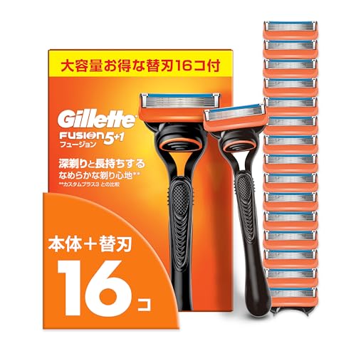 Gillette ジレット 髭剃り 本体 替刃 16個 カミソリ 剃刀 メンズ 深剃り フュージョン 【Amazon.co.jp限定】