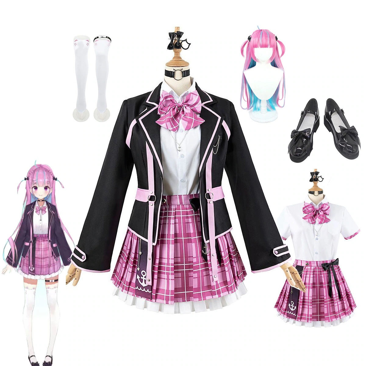 新作入荷 大人気商品 hololive ホロライブ vtuber 湊 あくあ 制服 コスプレ 衣装 ウィッグ 靴 追加可 みなと あくあ 制服 コスプレ衣装 ハロウィン クリスマス 忘年会