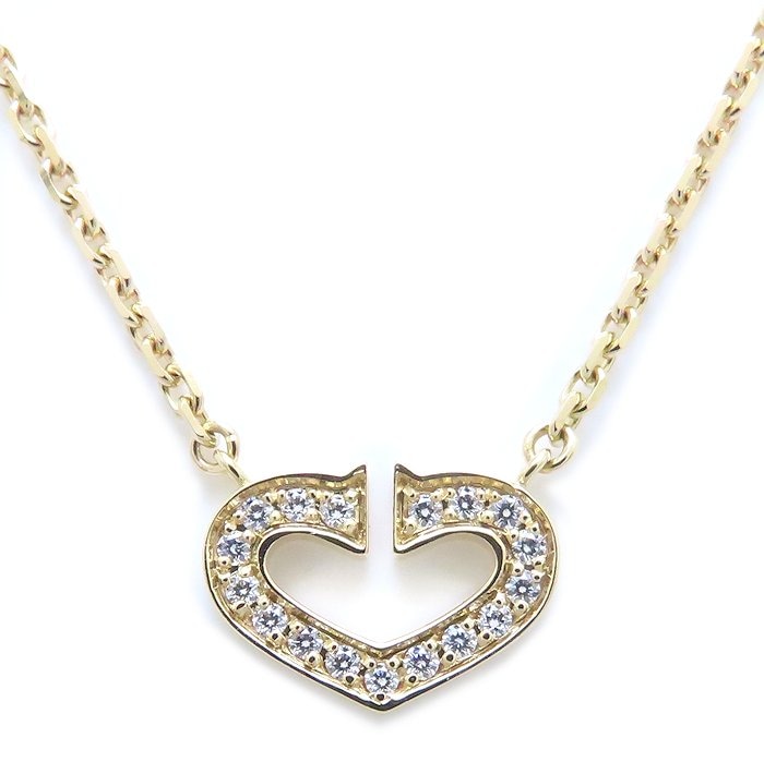 Cハート ネックレス ダイヤモンド B7008200 K18YG イエローゴールド/294072【中古】