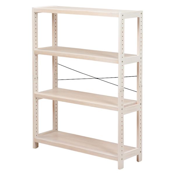 オープンラック 収納棚 4段 約幅90×高さ120cm ホワイトウォッシュ 木製 組立品 リビング ダイニング ベッドルーム