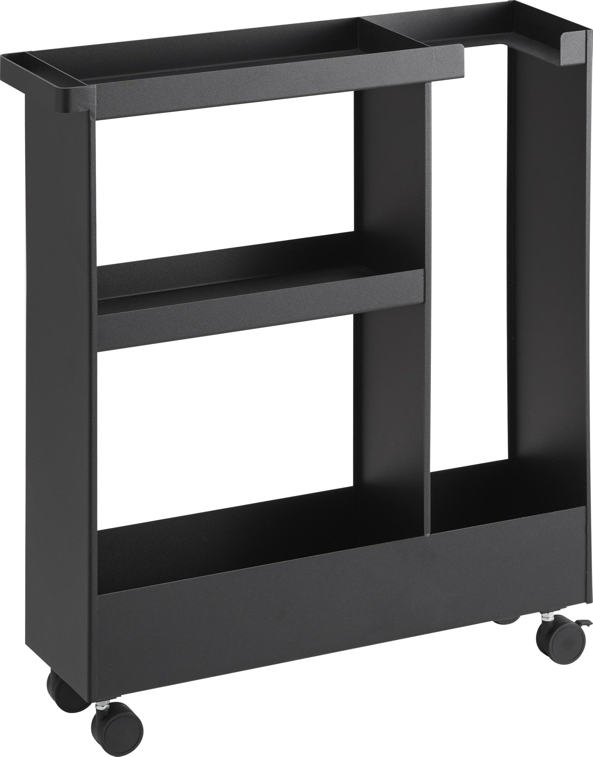 【完成品 キャスターのみ取り付け】 キャスター付き トイレ スリムワゴン 2段 ブラック W13×D47.8×H55.5cm(キャスター含む) タワー tower トイレ収納 トイレラック 1803