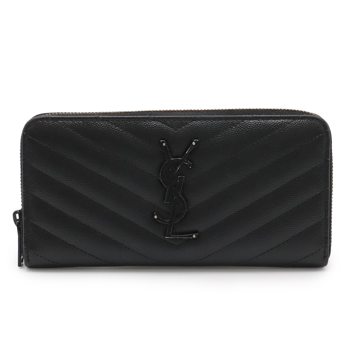 YSL イブサンローラン モノグラム ラウンドファスナー長財布 レザー ブラック 黒 35809