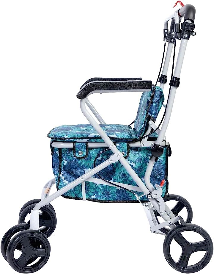 シルバーカー 軽量 折りたたむ おしゃれ 高齢者用 手押し車 歩行車 買い物カート CP-T003( 青い)