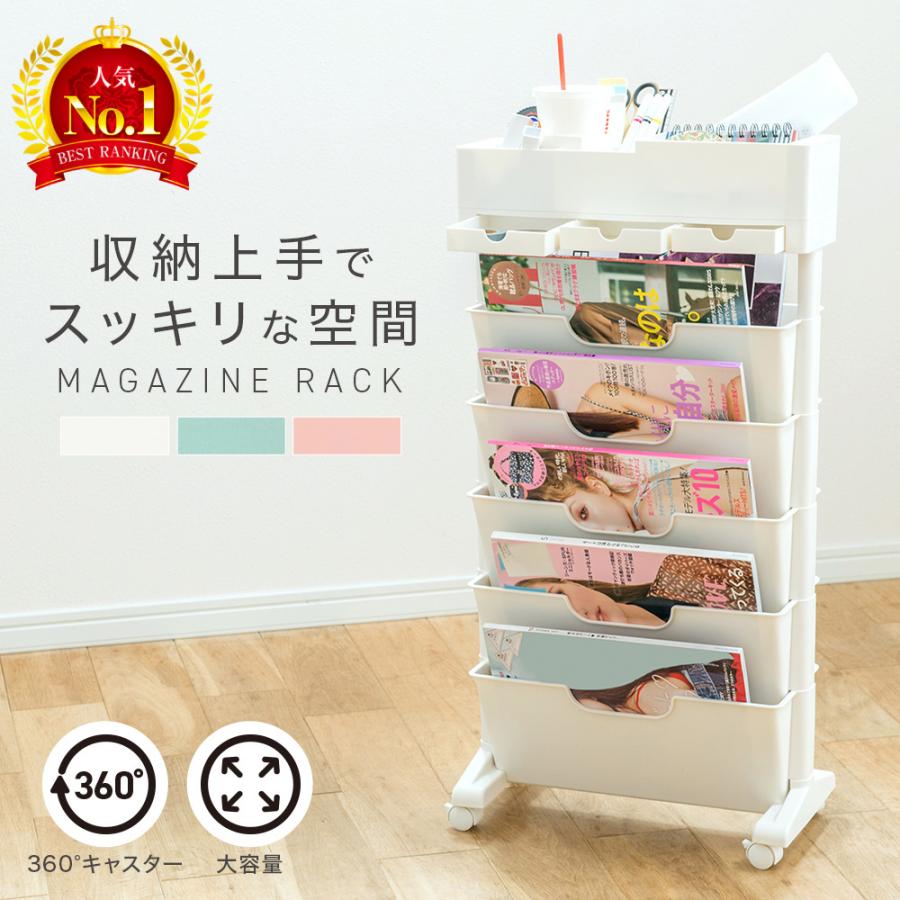 【急速出荷】マガジンラック ファイルワゴン スリム キャスター付き 大容量 おしゃれ 収納 収納ワゴン 棚 オフィス コンパクト 絵本 6段 3段 キッチンワゴン 書類収納 ラック
