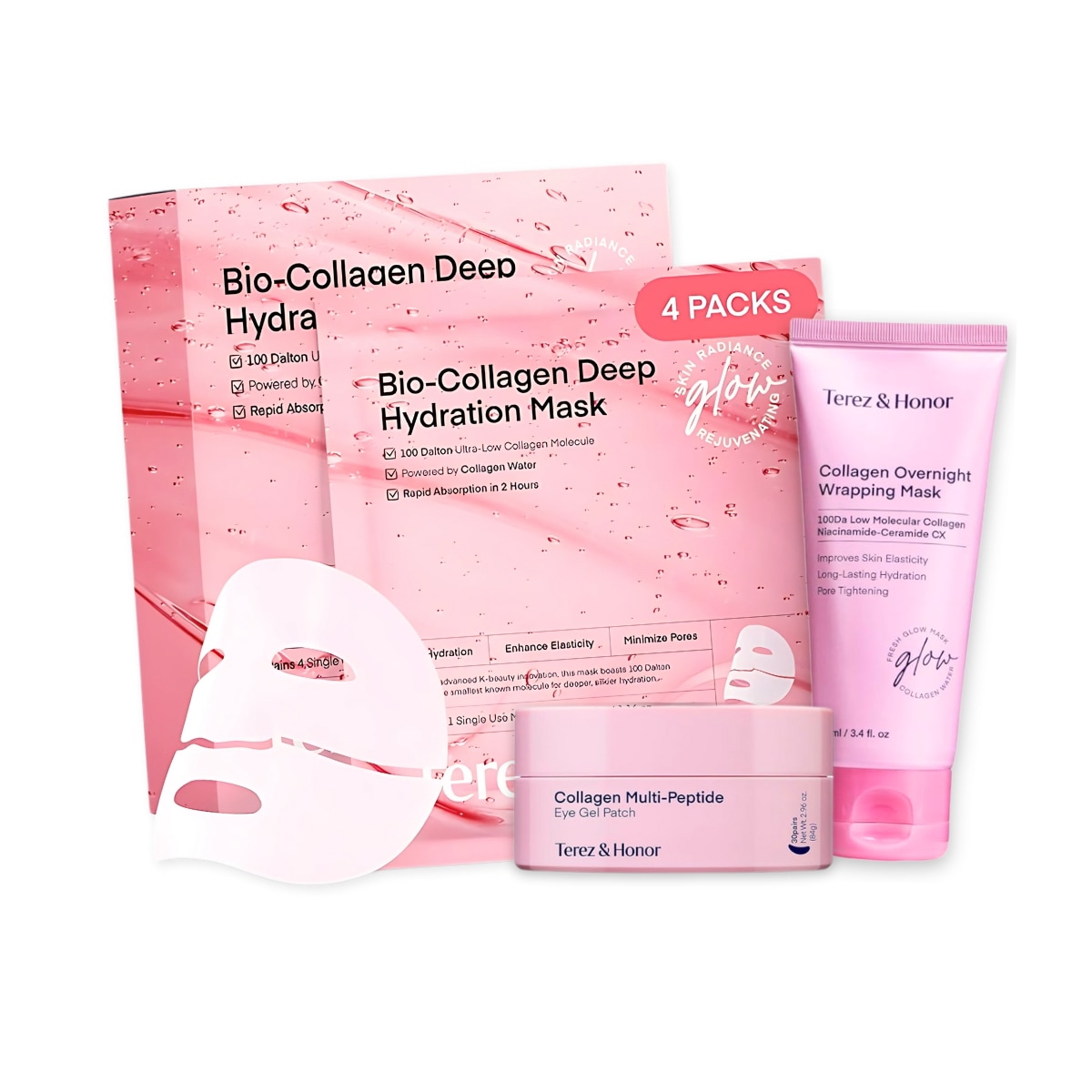 【韓国コスメ】 グラススキンリチュアルキット バイオコラーゲンフェイスマスク 目元パッチ ラッピングマスク