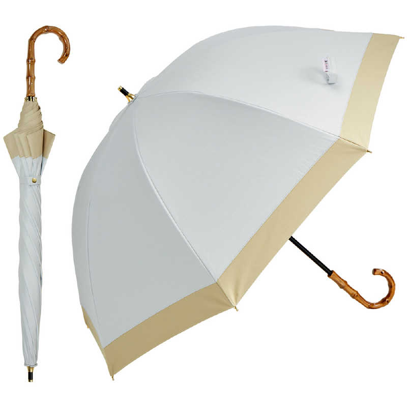 KIZAWA　ショート丈日傘シルキーラックス バイカラー ［日傘 /55cm］ オフ×ベージュ　S111-M55-off-beige