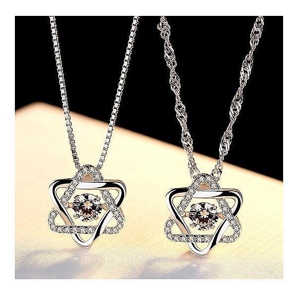 ネックレス レディース スター 星 六角 プラチナ仕上げ シルバー925 CZダイヤ 人気 プレゼント