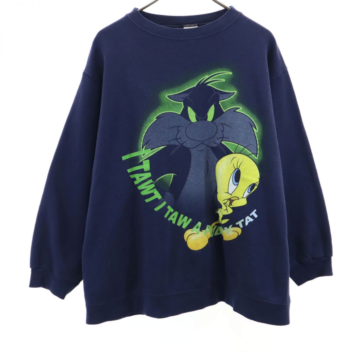 ルーニーテューンズ 90s オールド ワーナーブラザーズ 長袖 トレーナー LOONEY TUNES スウェット 裏起毛 シルベスター トゥイーティー レディース 古着 中古 ルーニーテューンズ 90s オールド ワーナーブラザーズ 長袖