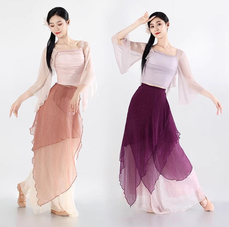 新品 サルエルパンツ切替ガウチョパンツフレアトップスレディース大人ワイドパンツ3点セットアップ舞台ダンス衣装スカート風周りラテン 古典 バレエ ヨガダンス衣装社交ダンスウェア