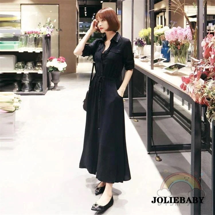 ワンピースドレスその他 ワンピースドレス20代30代ドレス 冬 カジュアル 黒ワンピ 30代 夏 シャツワンピース 黒 ロング ゆったり レディース 長袖 ワンピース 秋 きれいめ30代春