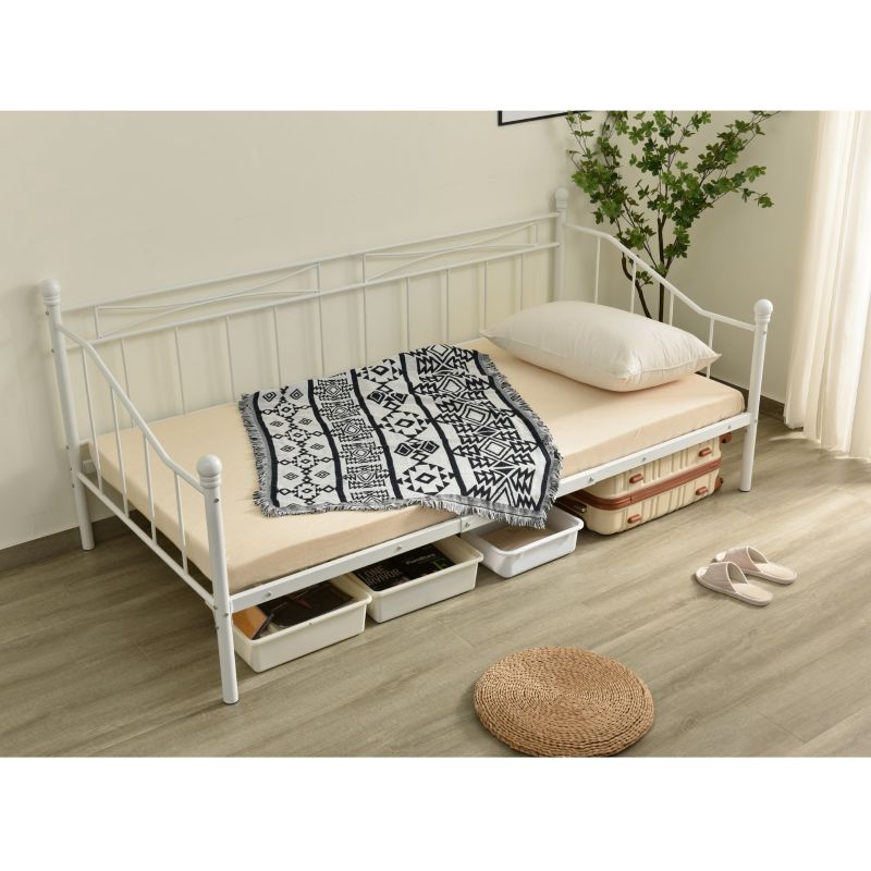 【3 日以内発送】【ホワイト】シングルベッドシングルパイプベッドベッドフレームベッド1人用おしゃれ一人暮らし北欧風収納大人用子供部屋スチール耐震