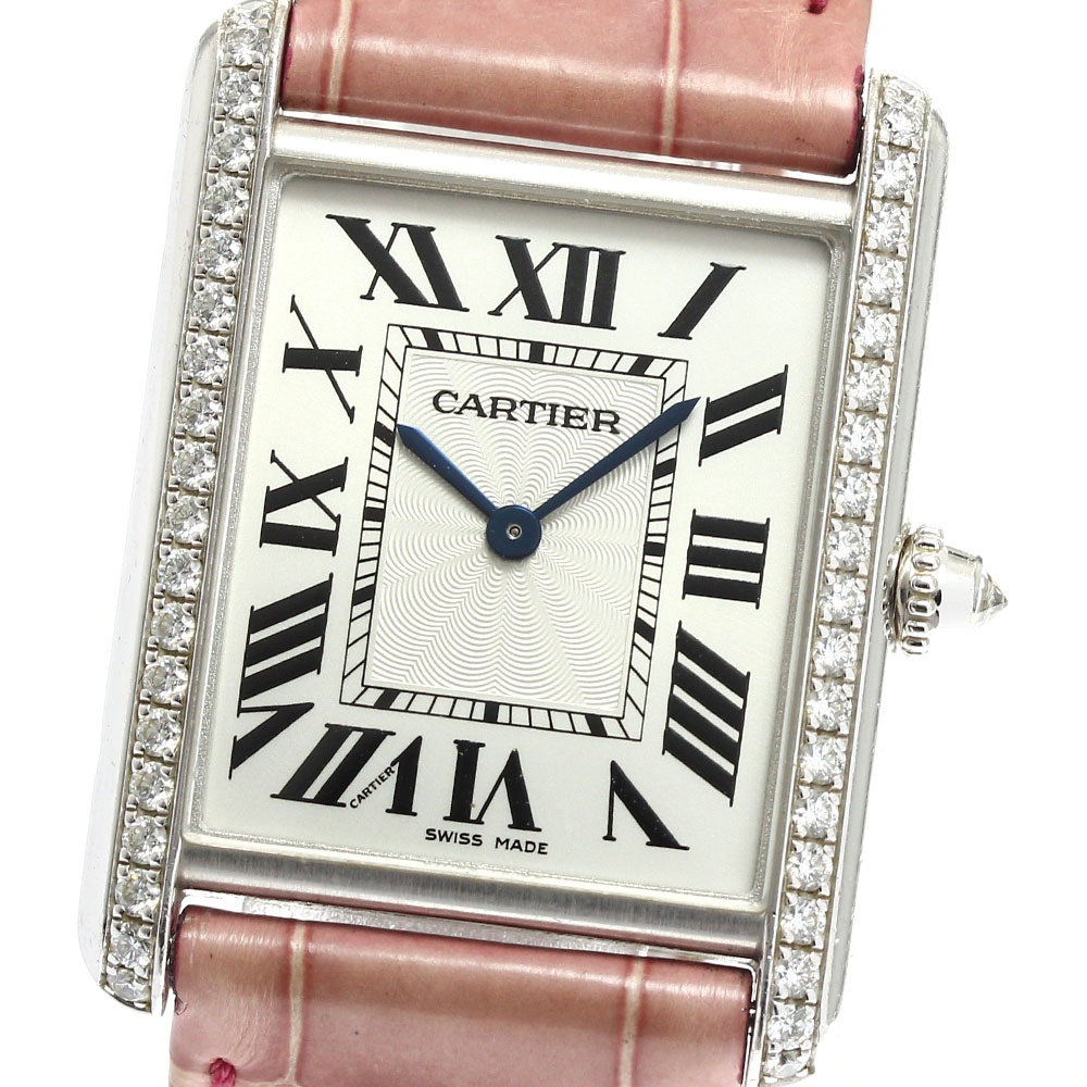 カルティエ CARTIER WJTA0015 タンク ルイ LM K18WG サイドダイヤ 手巻き メンズ _816550【中古】