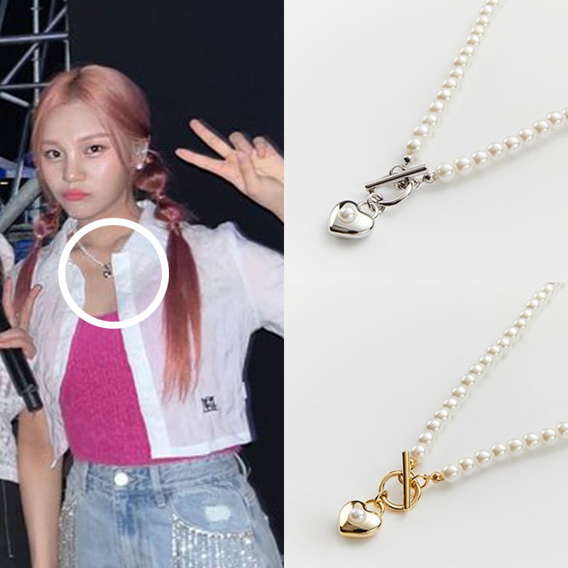 VIVIZオムジ ノ ジョンウィ 着用/ハート トグル パール ネックレス(2col)