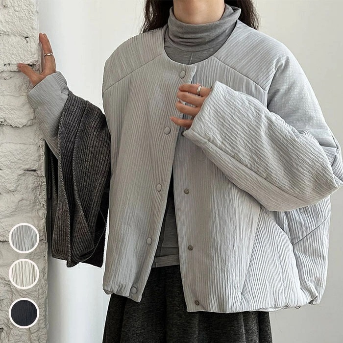 中綿ジャケット アウター レディース 中綿コート ショート丈 中綿アウター ラウンドネック 秋冬 コート ジャケット グルーネック 無地 軽量 中綿入り 防寒コート 防寒ジャケット カジュアル 冬コー