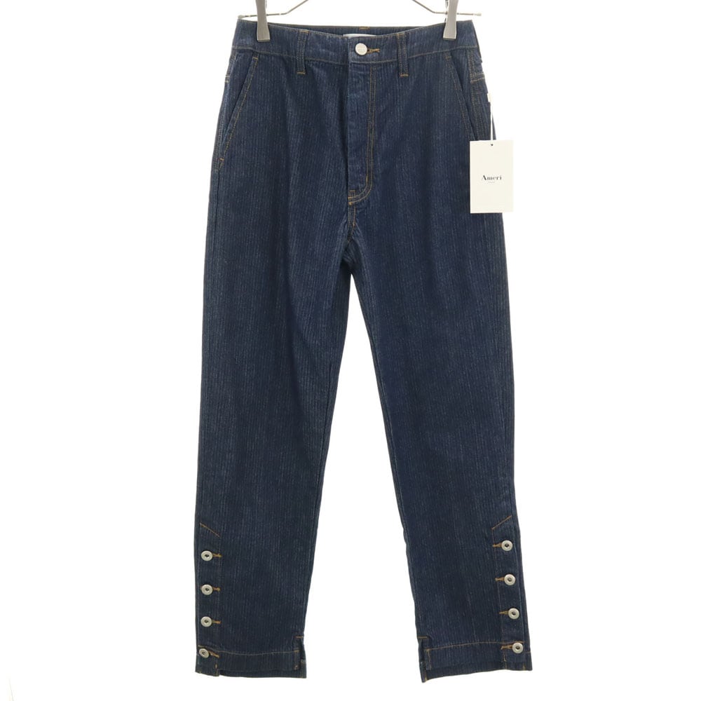 未使用 ストライプ柄 ストレートデニムパンツ ｗ25 ジーンズ タグ付き レディース