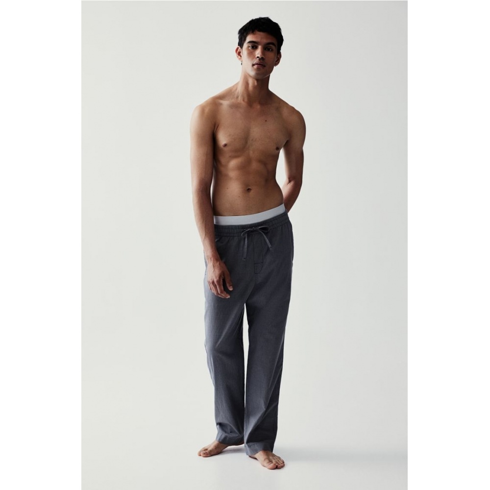 H&M リラックスフィットポプリンパンツダークグレー/チェック