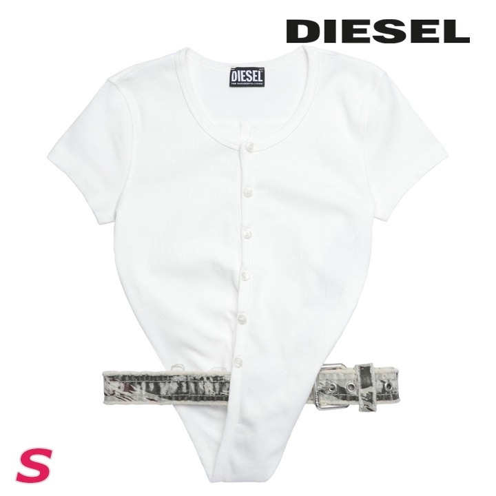 半袖リブカットソー レディース T-HOLDY ベルト付き バックオープン die-l-t-f4-68a