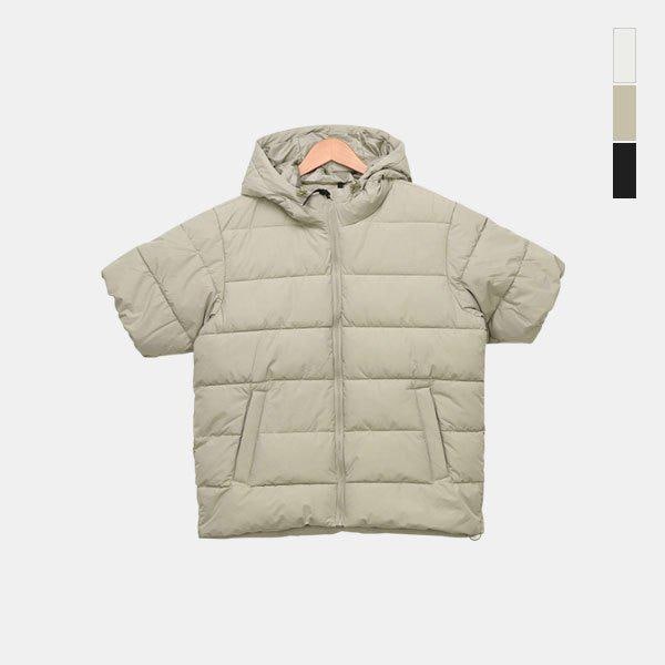 男女兼用半袖フード付きパッド入りダウンライク軽量半袖ジャケット SWS050