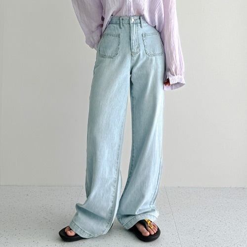 フロント ポケット ロング ワイド パンツ