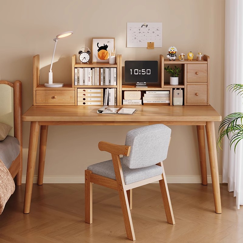 ソリッドウッドデスク本棚のホームベッドルームに壁のベッドルームに統合された壁オフィスデスクシンプルモダンな小さなコンピューターデスクワークベンチ