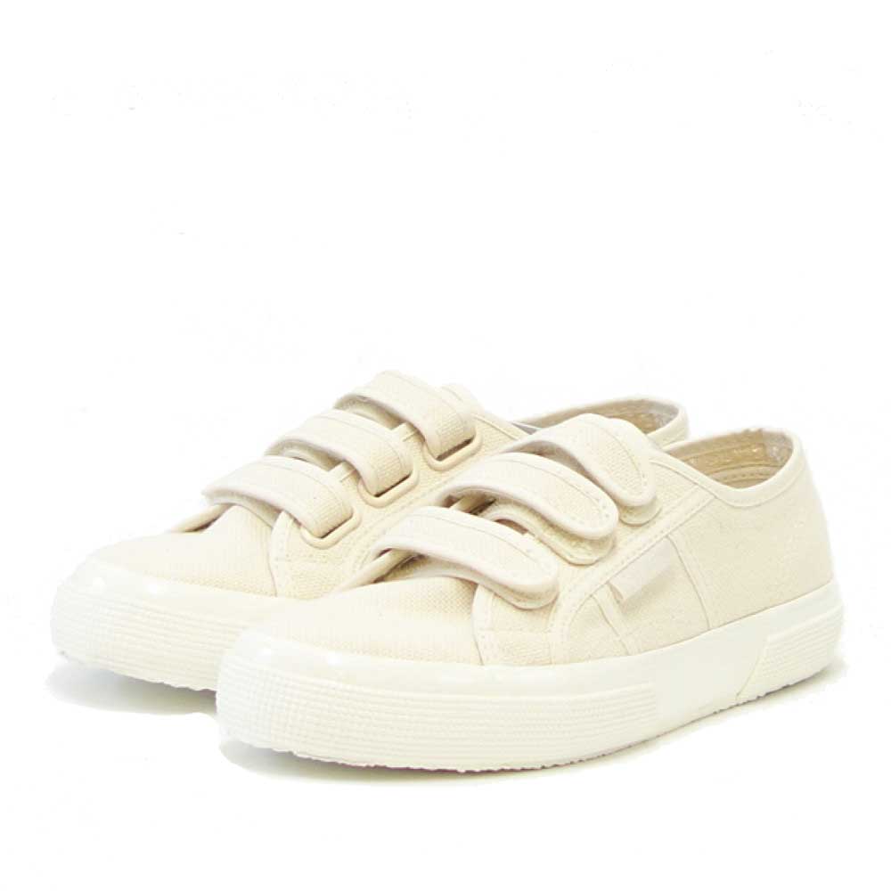 2750-STRAPS SHINY AVORIO（ユニセックス）ベージュ (2s11151wafp) ナチュラルなキャンバススニーカー レディース ベルクロ ストラップ「靴」