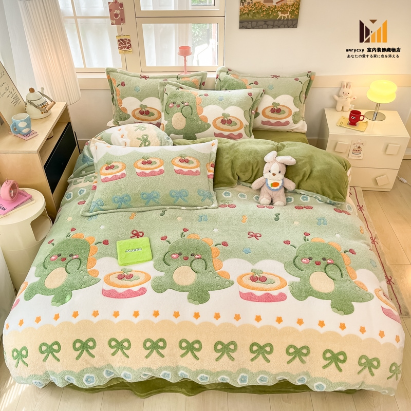 あったか 布団カバー 3点セット 寝具カバー シングル ダブル 4点セット 掛けふとんカバー セミダブル おしゃれ 北欧 フランネル 可愛い スイート・ドラゴン 静電気防止 あったか おしゃれ フラッ