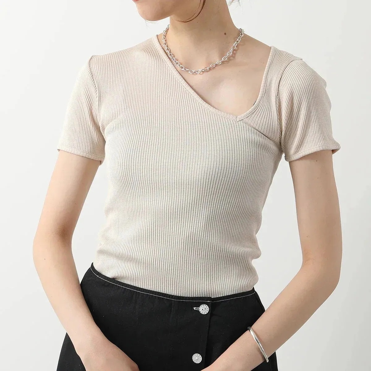 OperaSPORT オペラスポーツ 半袖 Tシャツ EVELINA SEAMLESS TOP N1ED13 レディース リブ ストレッチ タイト シルク カッ