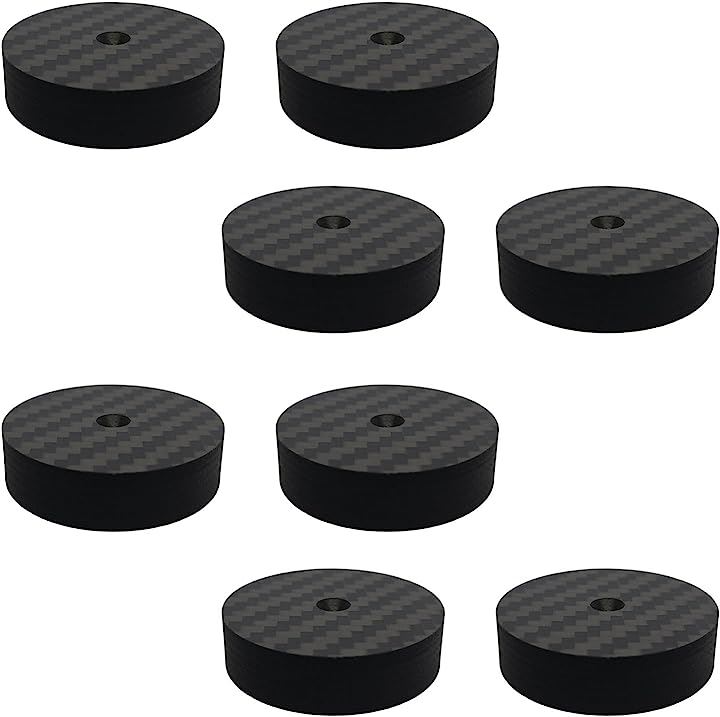 インシュレーター スパイク受け 4Kカーボンファイバー オーディオ スピーカー スパイクベース スピーカースタンド 振動防止 衝撃吸収 (黒 8個, 40x10mm)